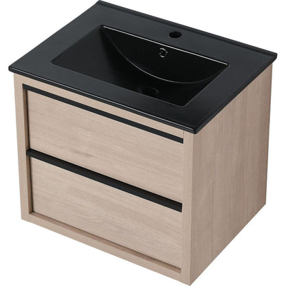 24" Bathroom Vanity, With Black Ceramic Sink And 2 Soft Close Drawers (BLO-G-BL9060BK)W1286S