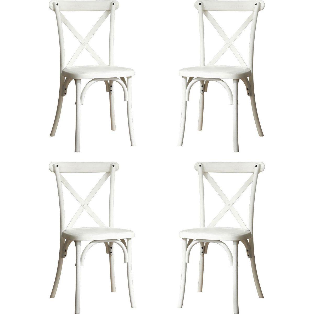 4-Pack Resin X-Back Chair, Mid Century Chair Modern Farmhouse Cross Back Chair for Kitchen, Lime Wash