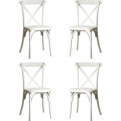 4-Pack Resin X-Back Chair, Mid Century Chair Modern Farmhouse Cross Back Chair for Kitchen, Lime Wash