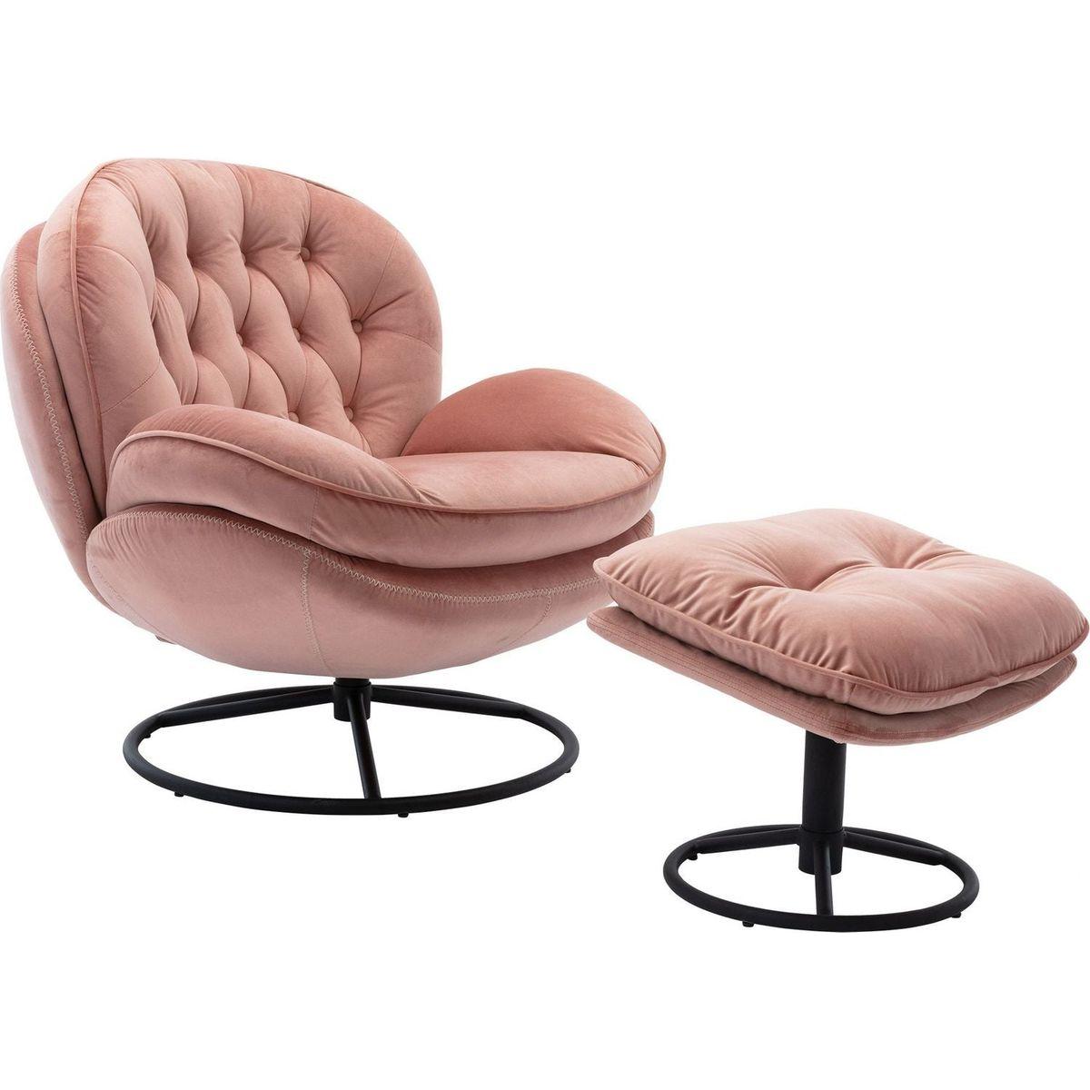 Accent chair TV Chair Living room Chair Pink sofa with Ottoman