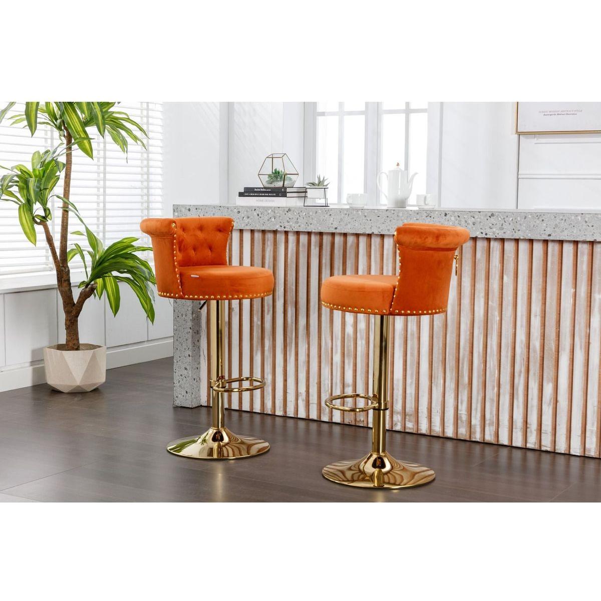 COOLMORE Swivel Bar Stools Set of 2 Adjustable Counter Height Chairs with Footrest for Kitchen, Dining Room 2PC/SET