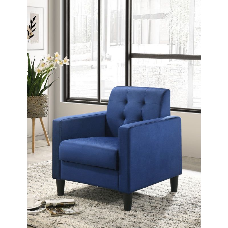 Hale Blue Velvet Armchairs and End Table Living Room Set