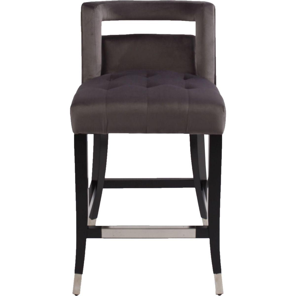 Suede Velvet Barstool with nailheads Dining Room Chair 2 pcs Set - 26 inch Seater height