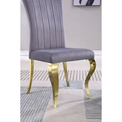 Modern Velvet Dining Chairs Set of 2, Upholstered Accent Armless Chairs with Stripe Backrest