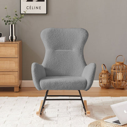 GREY teddy fabric rocking chair