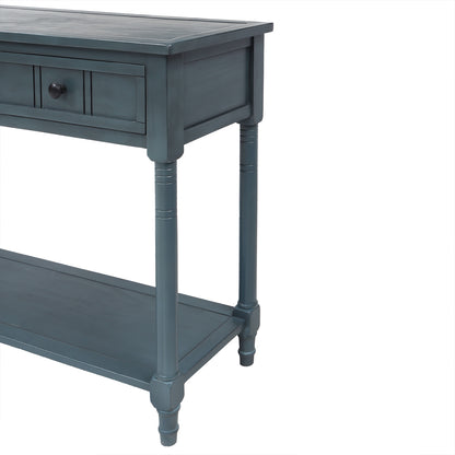 Daisy Series Console Table Traditional Design with Two Drawers and Bottom Shelf (Navy)