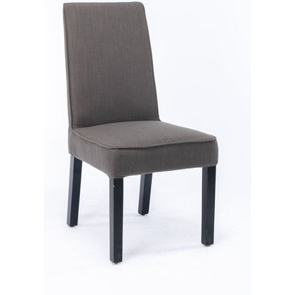 Cover Removable Interchangeable and Washable Brown Linen Upholstered Parsons Chair with Solid Wood Legs 2 PCS