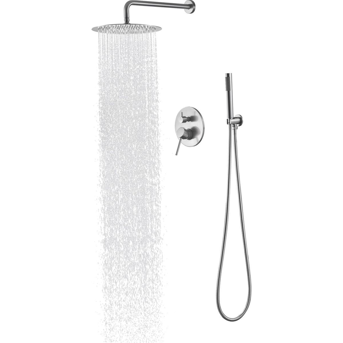 Shower System, Wall Mounted Shower Faucet Set for Bathroom with High Pressure 10" Stainless Steel Rain Shower head Handheld Shower Set, 2 Way Pressure Balance Shower Valve Kit, Brushed Gold