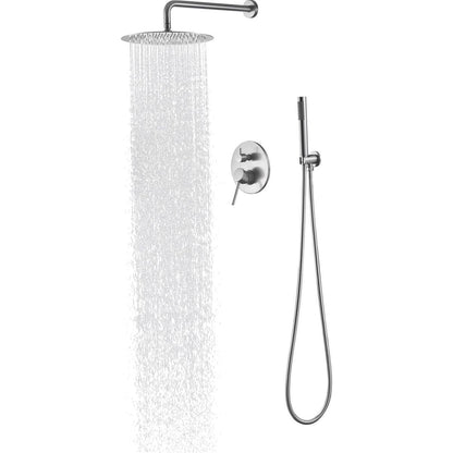 Shower System, Wall Mounted Shower Faucet Set for Bathroom with High Pressure 10" Stainless Steel Rain Shower head Handheld Shower Set, 2 Way Pressure Balance Shower Valve Kit, Brushed Gold