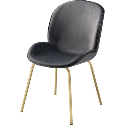 Chuchip Side Chair (Set-2) in Gray Velvet & Gold