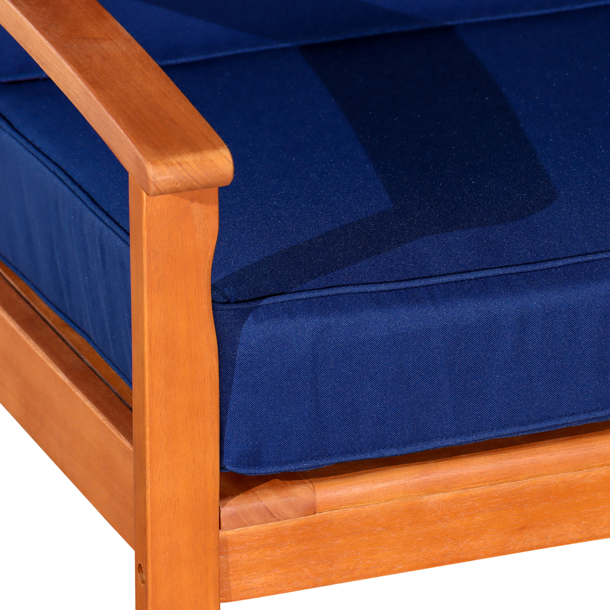 Deep Seat Eucalyptus Chair, Natural Oil Finish, Navy Cushions