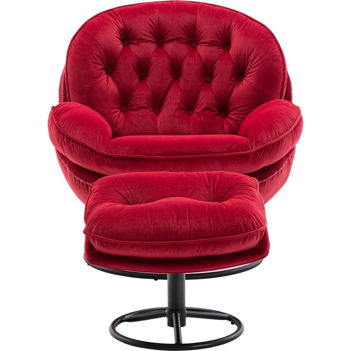 Accent chair TV Chair Living room Chair with Ottoman-RED