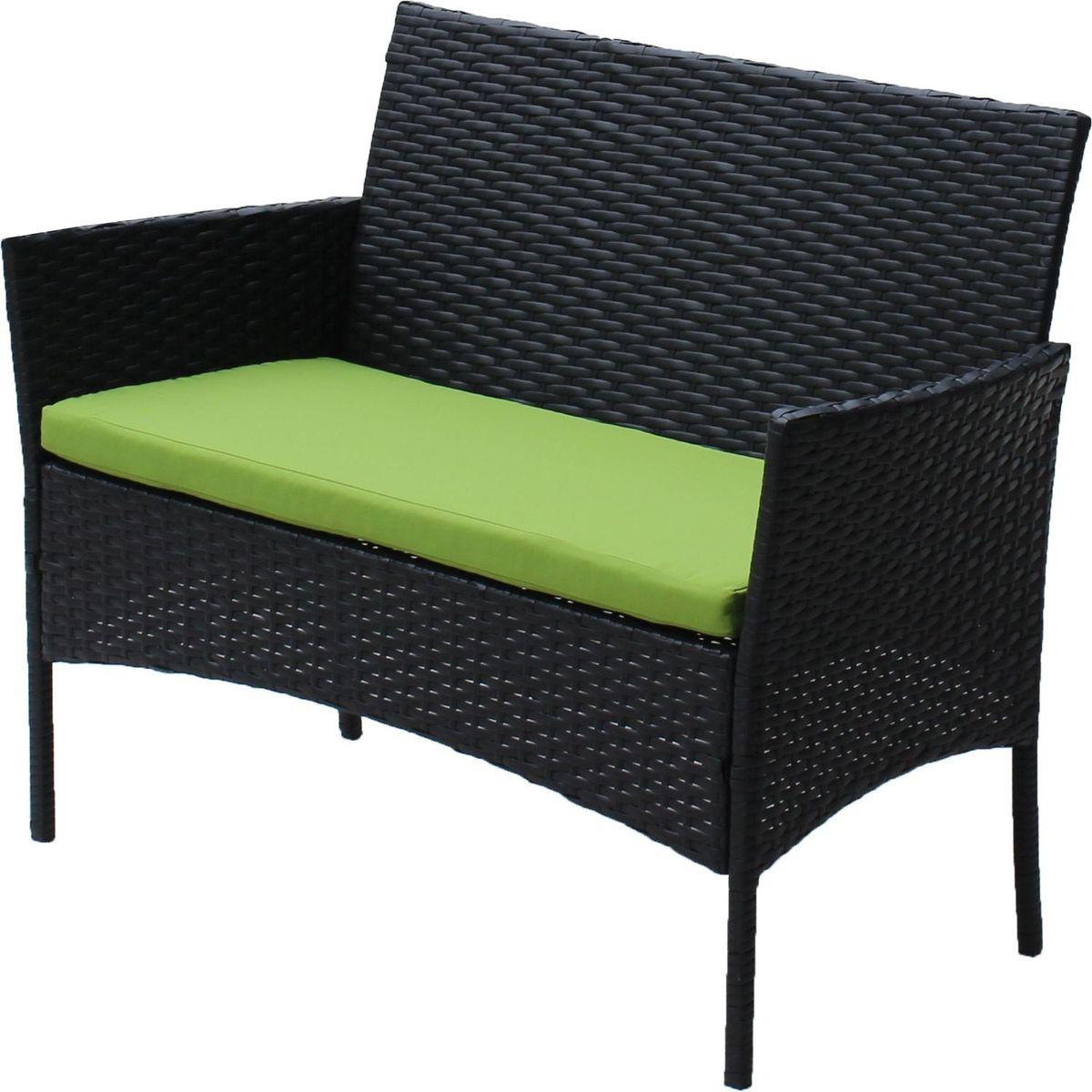 4 PC Rattan Patio Furniture Set Outdoor Patio Cushioned Seat Wicker Sofa (green Cushion)