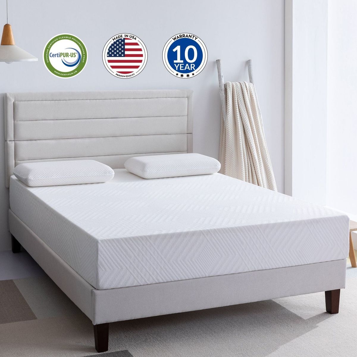 Memory Foam Full Mattress, 10 inch Gel Memory Foam Mattress for a Cool Sleep, Bed in a Box, Green Tea Infused, CertiPUR-US Certified, Made in USA