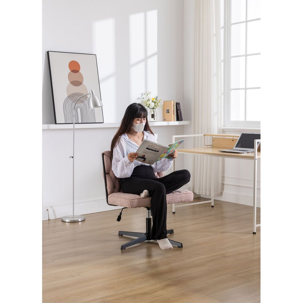 Armless Office Desk Chair No Wheels