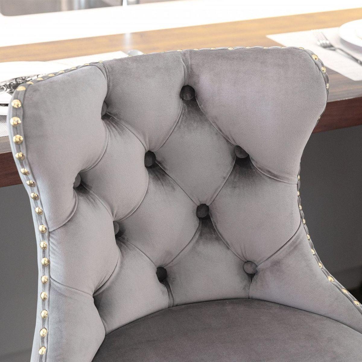 Golden Swivel Velvet Barstools Adjusatble Seat Height from 25-33 Inch, Modern Upholstered Bar Stools with Backs Comfortable Tufted for Home Pub and Kitchen IslandGray, Set of 2)