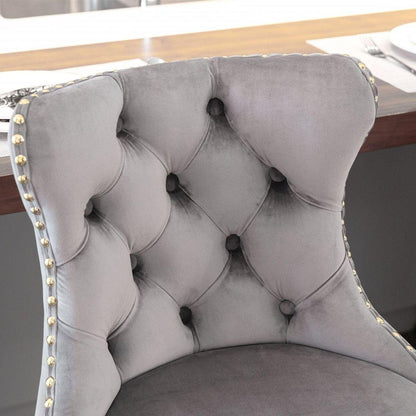 Golden Swivel Velvet Barstools Adjusatble Seat Height from 25-33 Inch, Modern Upholstered Bar Stools with Backs Comfortable Tufted for Home Pub and Kitchen IslandGray, Set of 2)