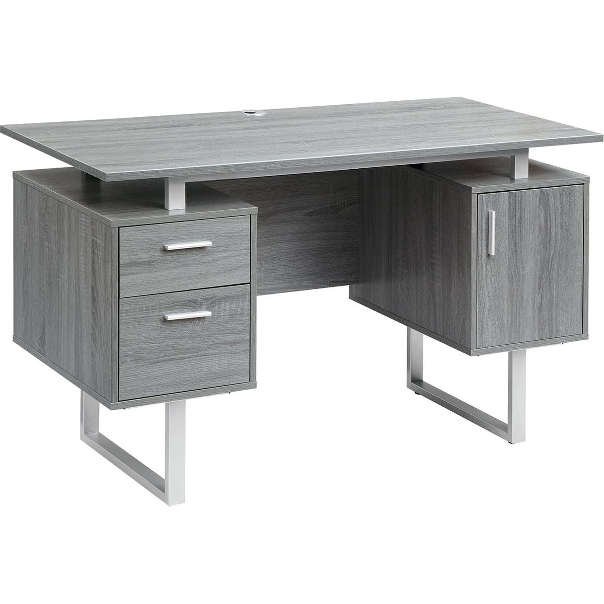 Modern Office Desk with Storage, Grey