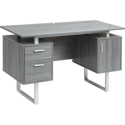 Modern Office Desk with Storage, Grey