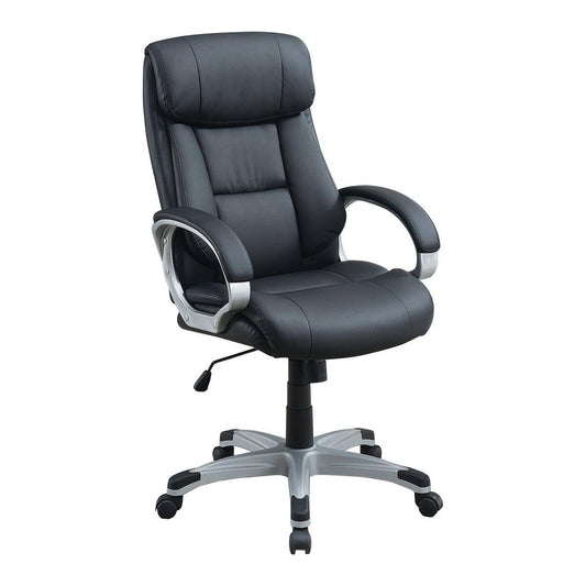 Adjustable Height Office Chair with Padded Armrests, Black