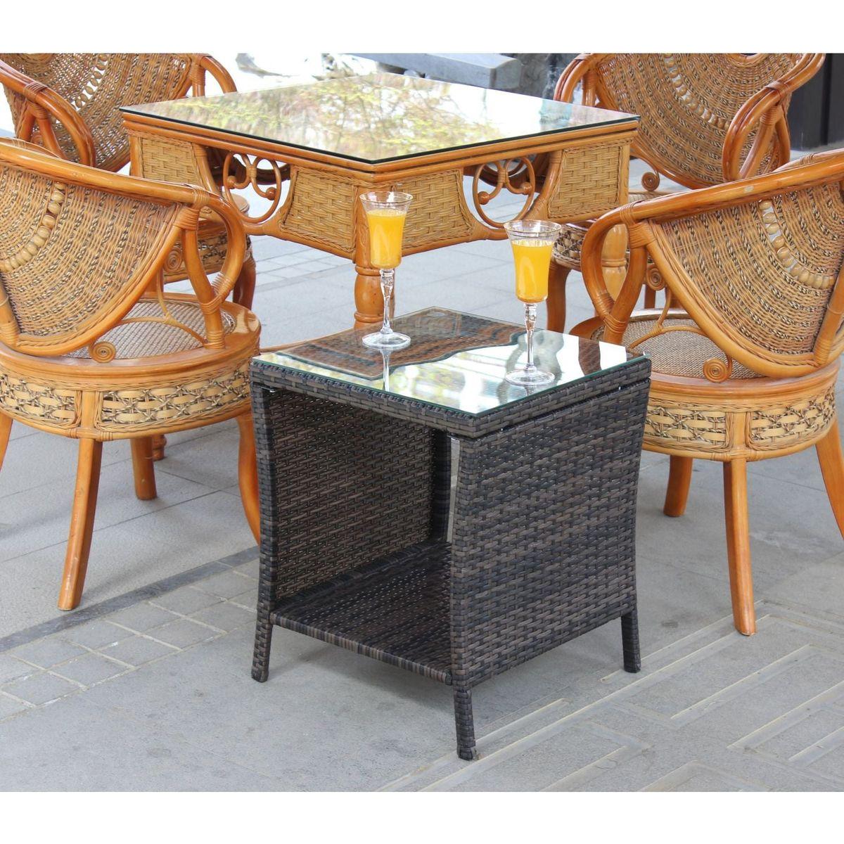 Outdoor patio Furniture 1 Coffee Table with clear tempered glass