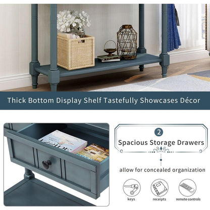 Daisy Series Console Table Traditional Design with Two Drawers and Bottom Shelf (Navy)