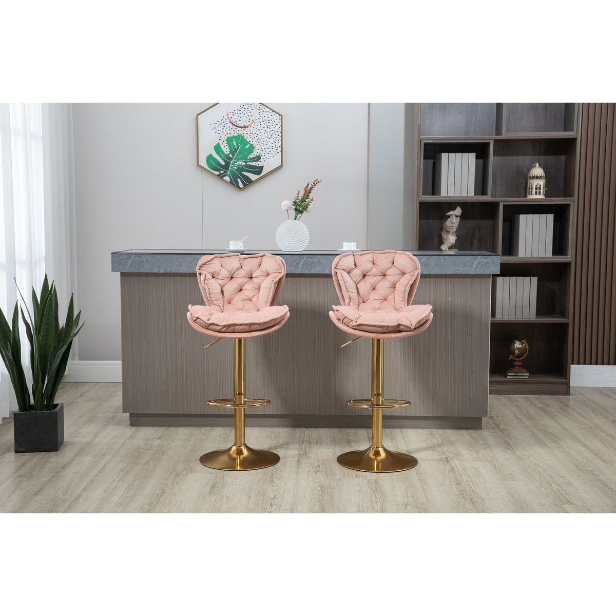 Bar Stools with Back and Footrest Counter Height Dining Chairs 2PC/SET