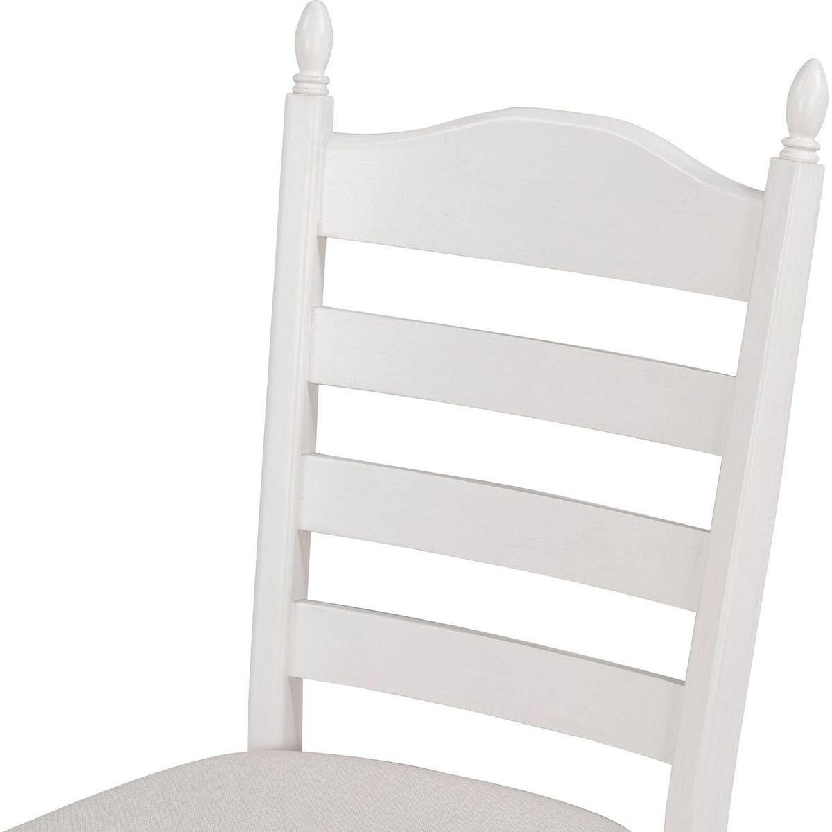 5-Piece Retro Functional Dining Table Set Wood Round Extendable Dining Table and 4 Upholstered Dining Chairs (Antique White) - Streamdale Furniture