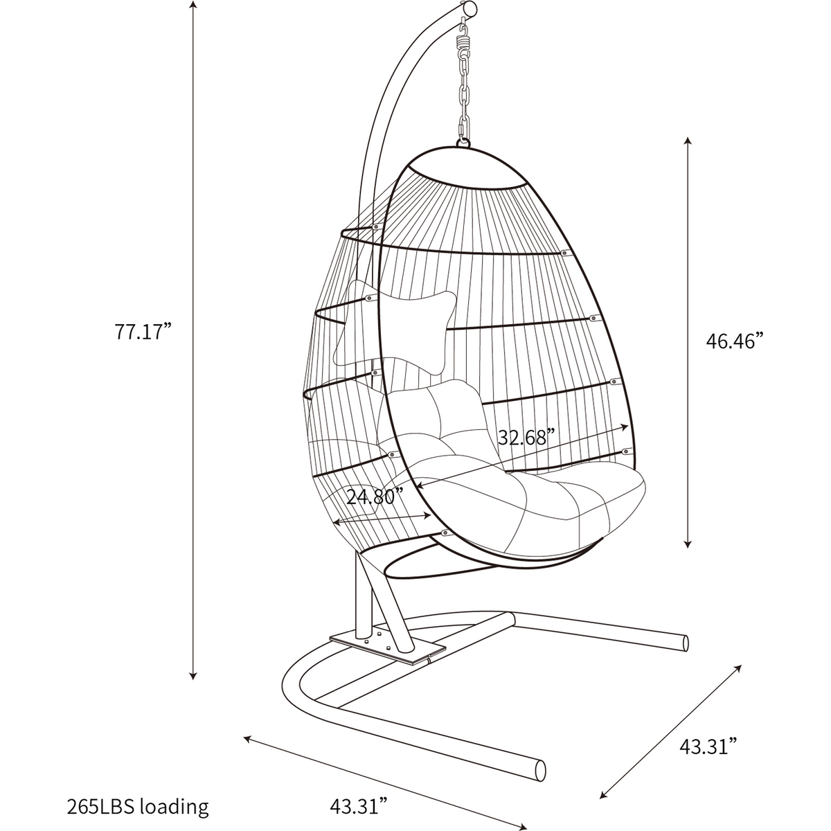 Single Swing chair for garden patio living room leisure chair