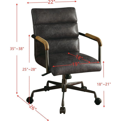 Harith Office Chair in Antique Slate Top Grain Leather