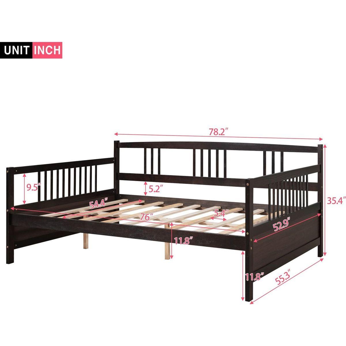 Full Size Daybed with Support Legs, Espresso - Streamdale Furniture
