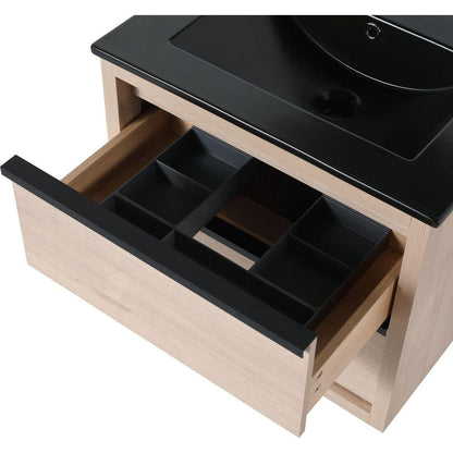 24" Bathroom Vanity, With Black Ceramic Sink And 2 Soft Close Drawers (BLO-G-BL9060BK)W1286S