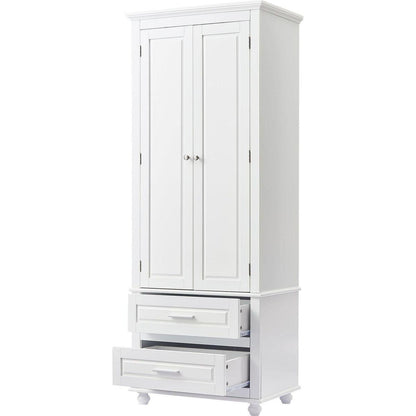 Tall Storage Cabinet with Two Drawers for Bathroom/Office, White