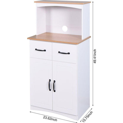Wooden Kitchen Cabinet White Pantry Storage Microwave Cabinet with Storage Drawer