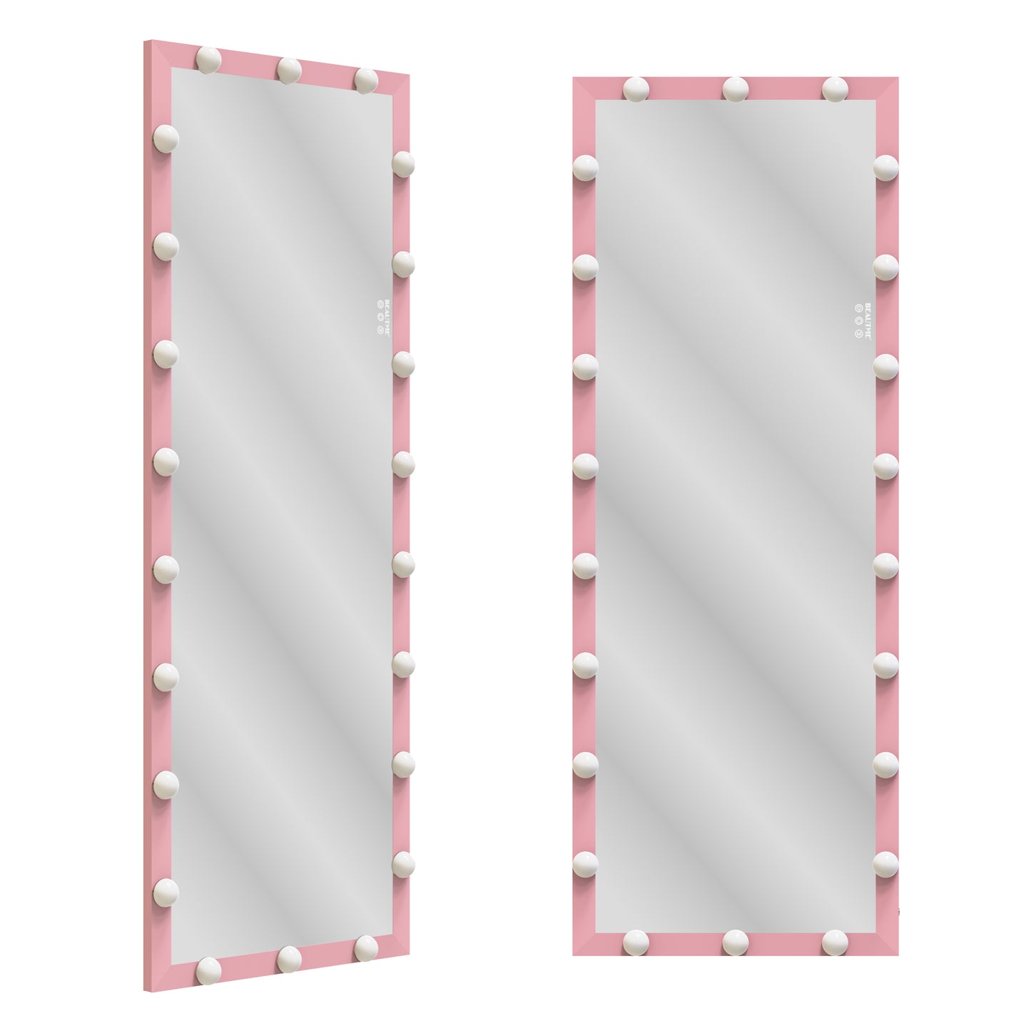 Hollywood Full Length Mirror with Lights Full Body Vanity Mirror with 3 Color Modes Wall Lighted Standing Floor Mirror for Dressing Room Bedroom Hotel Touch Control Pink 62.6"x23.3"