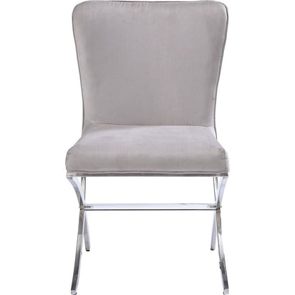 Daire Side Chair (Set-2) in Velvet & Chrome