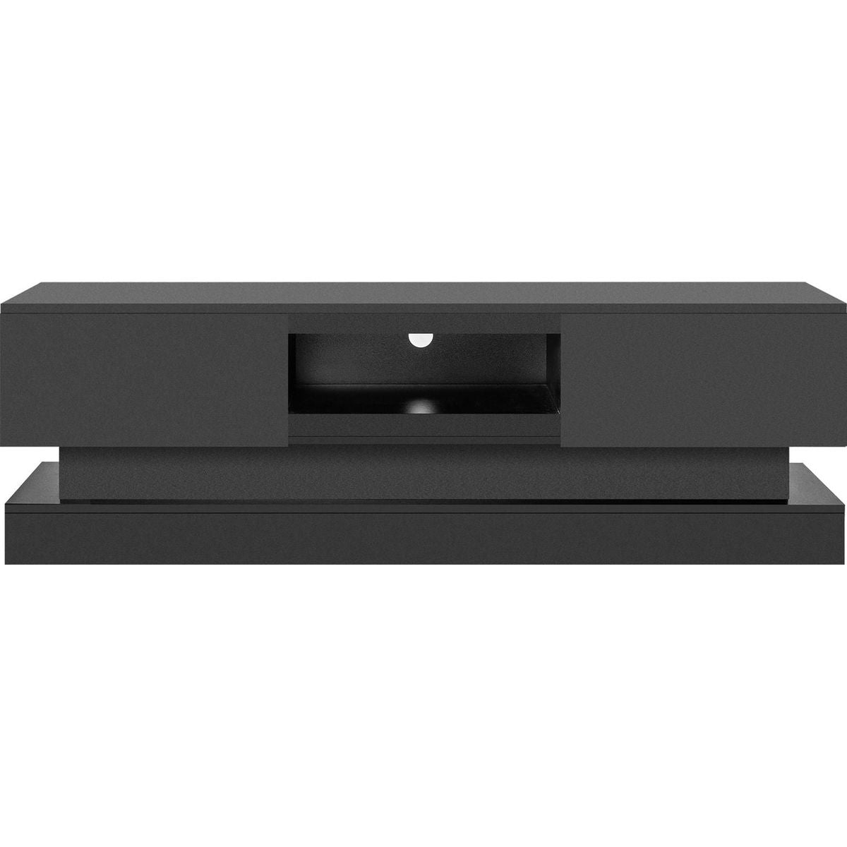 63inch BLACK morden TV Stand with LED Lights,high glossy front TV Cabinet,can be assembled in Lounge Room, Living Room or Bedroom,color:BLACK