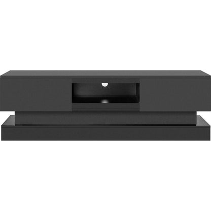 63inch BLACK morden TV Stand with LED Lights,high glossy front TV Cabinet,can be assembled in Lounge Room, Living Room or Bedroom,color:BLACK