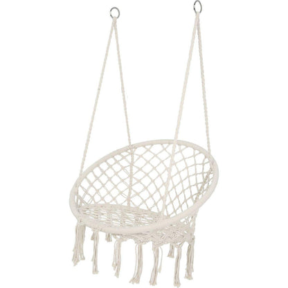 Hammock Chair Macrame Swing Max 330 Lbs Hanging Cotton Rope Hammock Swing Chair for Indoor and Outdoor