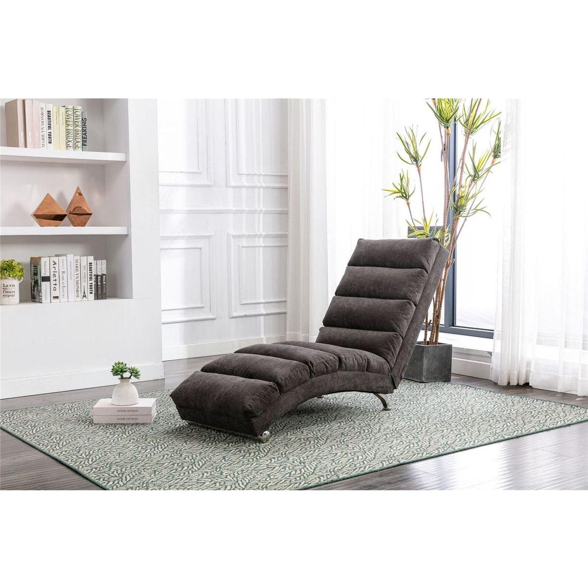 Linen Chaise Lounge Indoor Chair, Modern Long Lounger for Office or Living Room