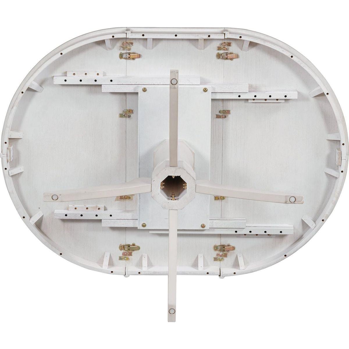 5-Piece Retro Functional Dining Table Set Wood Round Extendable Dining Table and 4 Upholstered Dining Chairs (Antique White) - Streamdale Furniture