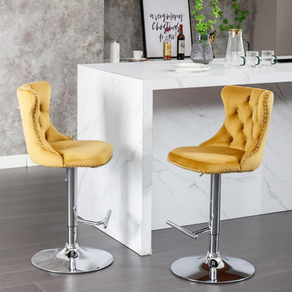 Swivel Velvet Barstools Adjustable Seat Height from 25-33 Inch - Streamdale Furniture