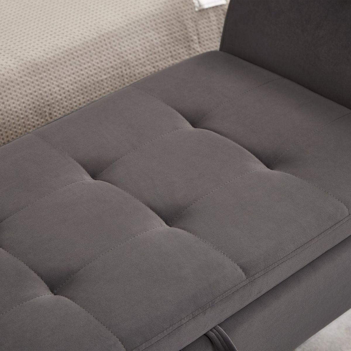 51.5" Bed Bench with Storage Grey Velvet - Streamdale Furniture