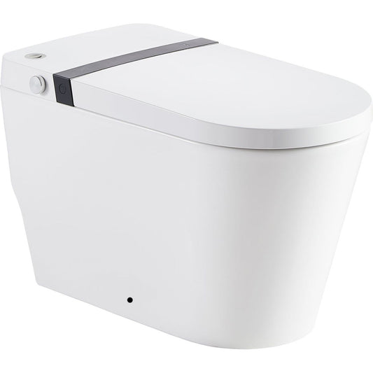 Multifunction U-Shaped Smart Toilet Automatic Flush with Remote Control/Foot Sensor/Night Light