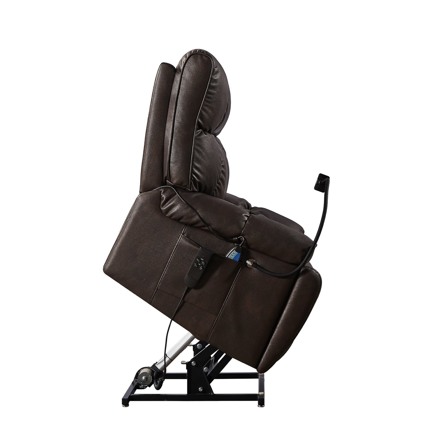 Recliner Chair with Phone Holder, Electric Power Lift Recliner Chair with 2 Motors Massage and Heat for Elderly, 3 Positions, 2 Side Pockets, Cup Holders