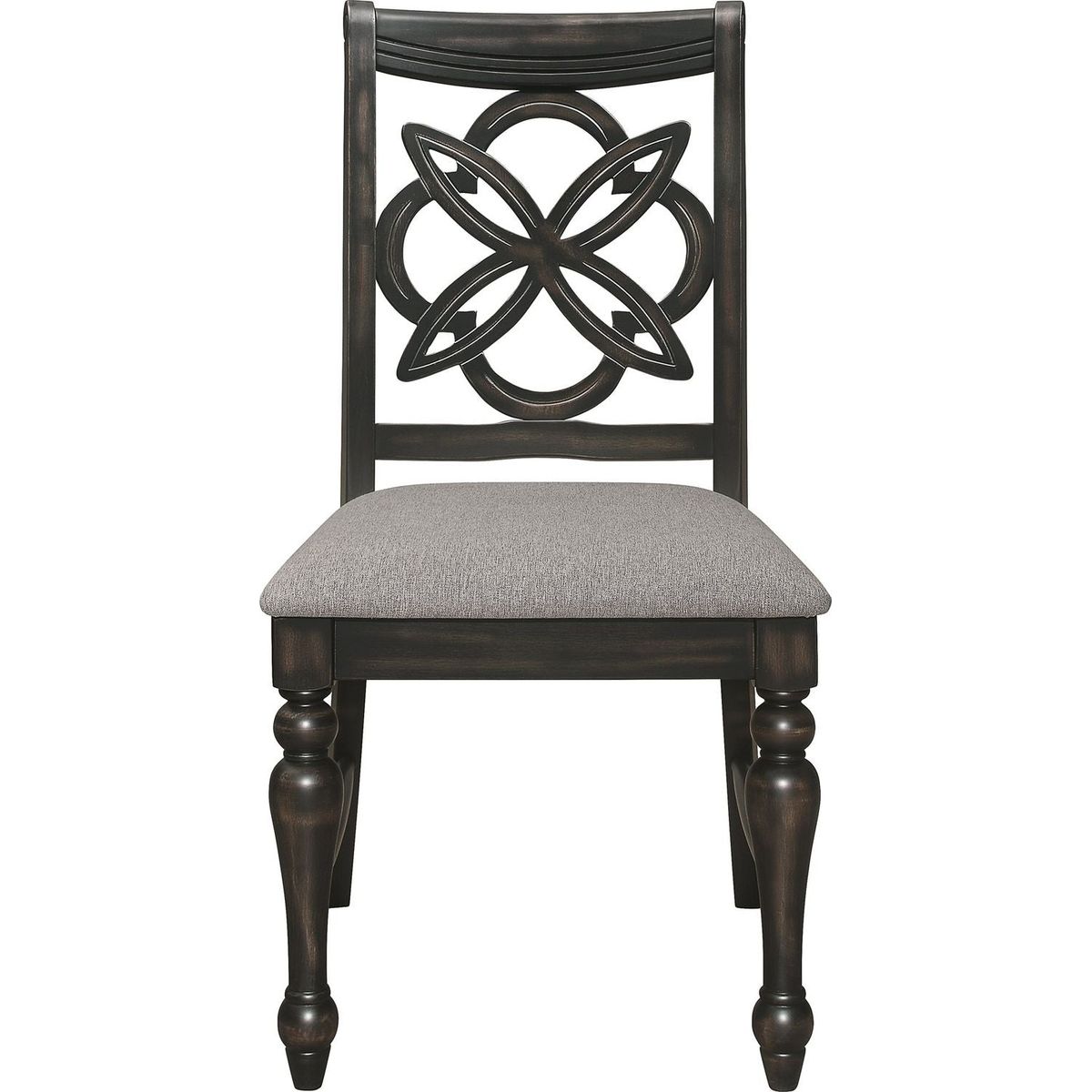 2pc Set Vintage Style Upholstered Dining Chair Gray Two-Tone Finish Solid Wood Fabric Wooden Dining Room Kitchen Furniture