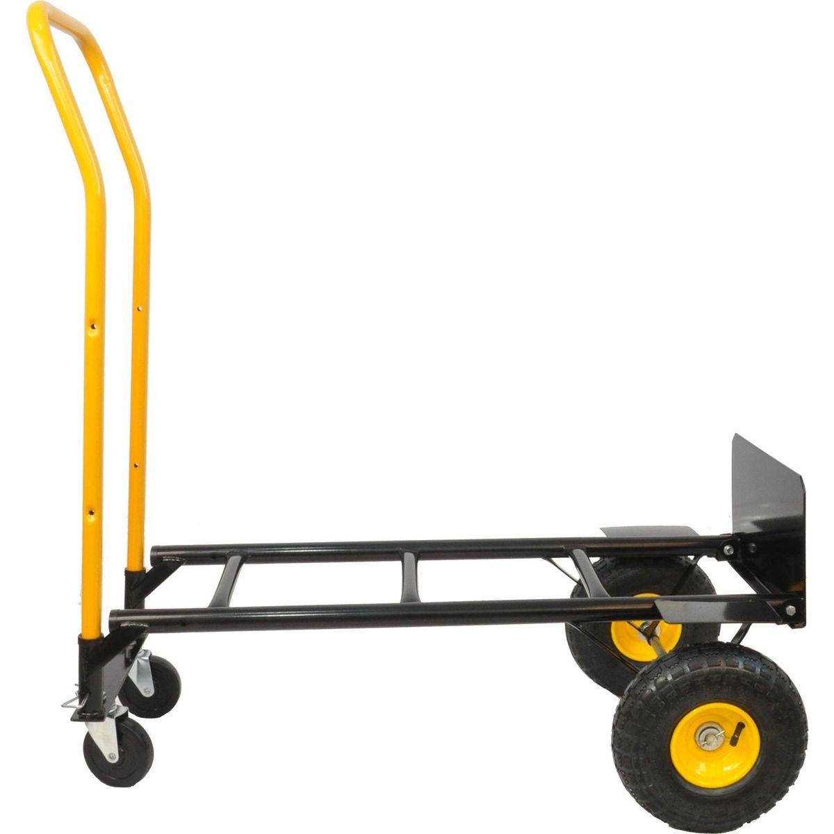 HT1006BK-YL Hand Truck Dual Purpose 2 Wheel Dolly Cart and 4 Wheel Push Cart with Swivel Wheels 330 Lbs Capacity Heavy Duty Platform Cart for Moving/Warehouse/Garden/Grocery
