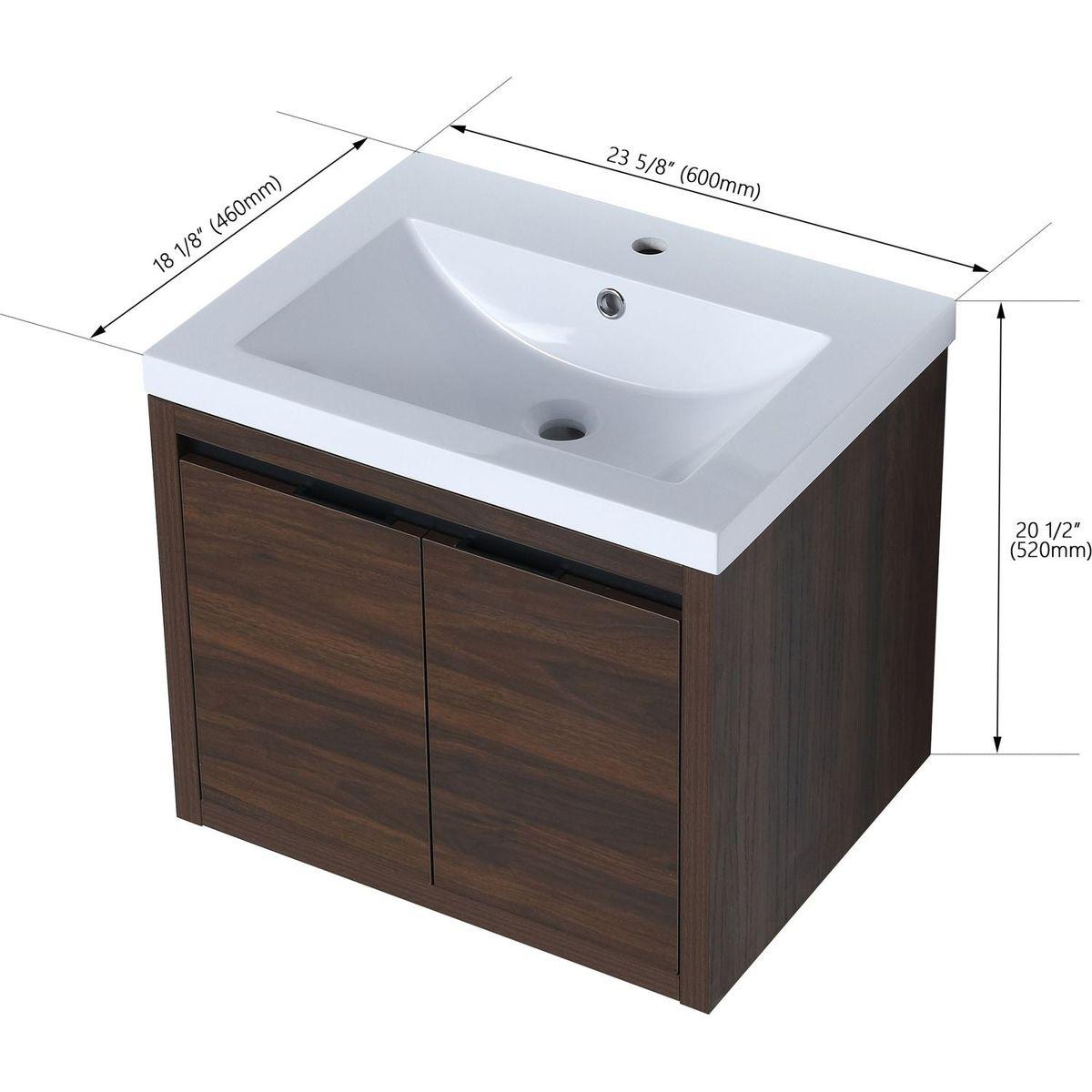 Bathroom Cabinet With Sink, Soft Close Doors, Float Mounting Design, 24 Inch For Small Bathroom, 24x18(KD-Packing),W1286