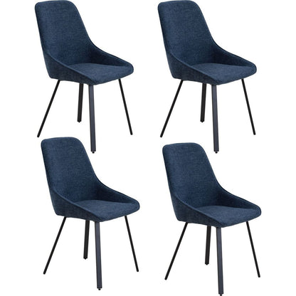 Dining Chairs set of 4, Upholstered Side Chairs, Adjustable Kitchen Chairs Accent Chair Cushion Upholstered Seat with Metal Legs for Living Room Blue