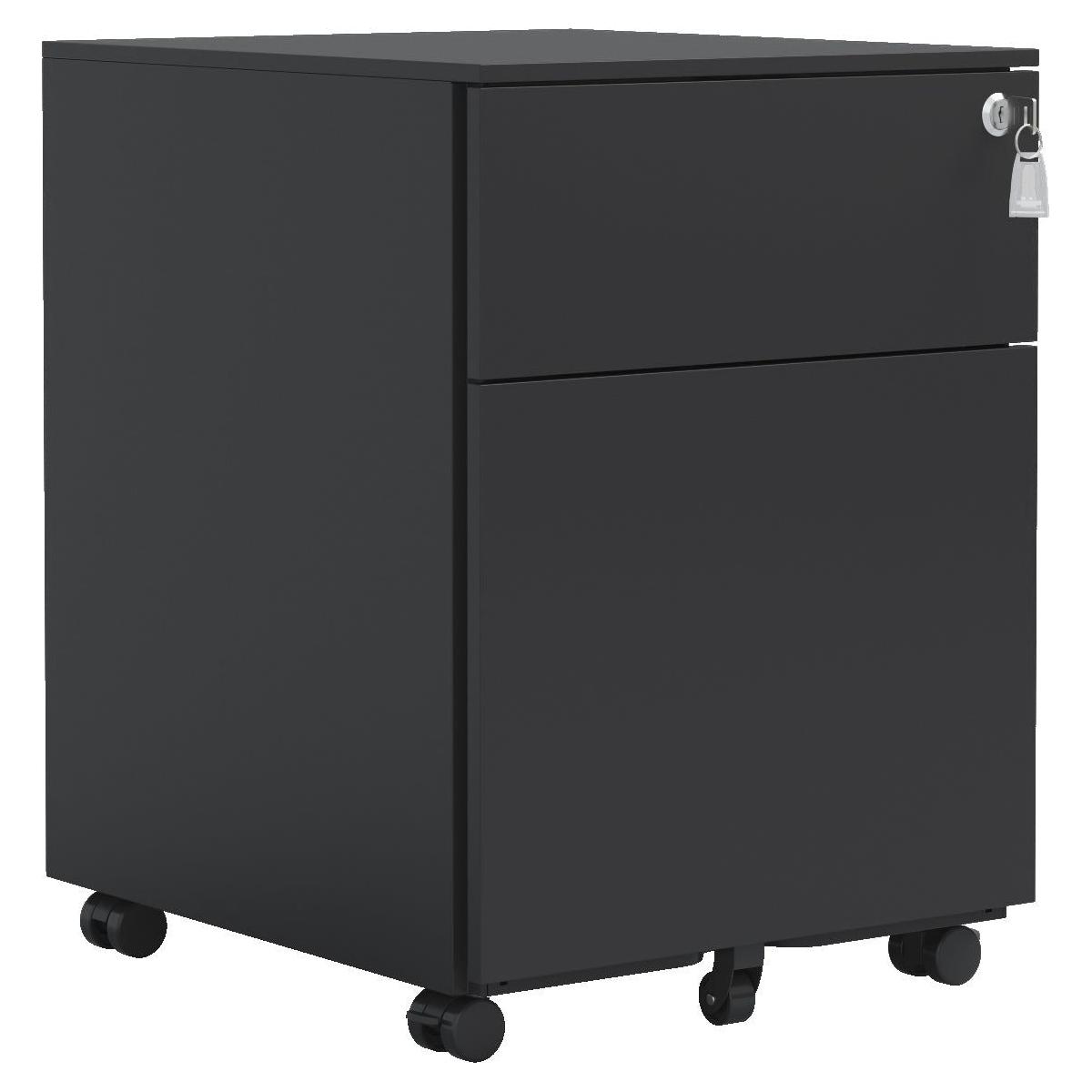 2 Drawer Mobile File Cabinet with Lock Steel File Cabinet for Legal/Letter/A4/F4 Size, Fully Assembled Include Wheels, Home/ Office Design, Black